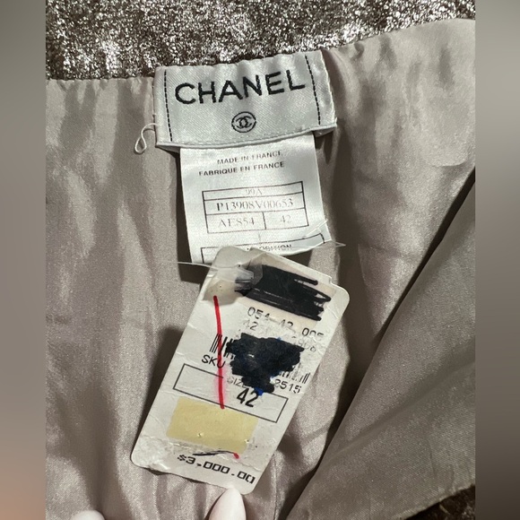 Vintage Chanel 1999 Fall Runway Suede Metallic Sparkle Wide Leg Pants with Tag - Picture 9 of 13